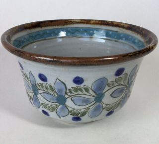 Tonala Pottery Ken Edwards,  6” Serving Bowl Flower In Center Vintage Mexico