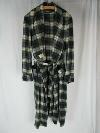 Vtg 50s 60s Pendleton Plaid Wool Bathrobe Tartan Plaid Belted W/ Pockets Men 