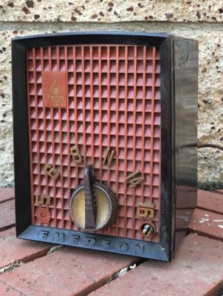 1952 Emerson Mini Vintage Antique Deco Tube Radio 706