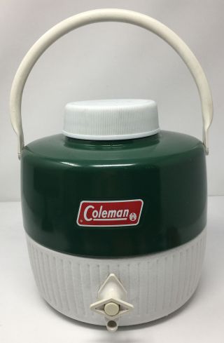 Vintage Coleman 1 Gallon Green Water Cooler Jug With Spout Cup