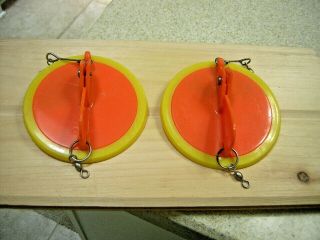Vintage Two (2) Luhr Jensen Dipsy Divers Size 1 Orange With Yellow Ring