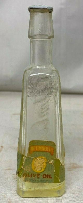 Vintage - Re Umberto Olive Oil Bottle - 6 " Tall