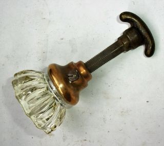 One Antique Vintage 12 Point Glass Door Knob W/ Closet Spindle Reclaimed Salvage