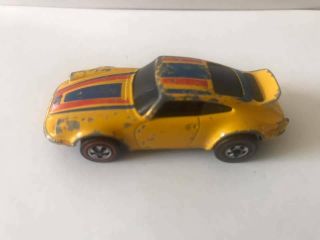Vintage Hot Wheels Redline Porsche Carrera Yellow W/stripes 1974 Mattel Rare Ae