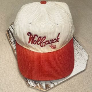 Vintage 80s North Carolina Nc State Wolfpack Corduroy Script Snapback Hat Rare